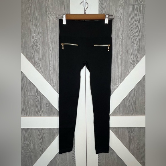 D11.28 Skinny Black Tights with Zipper Pockets One Size - Picture 1 of 5